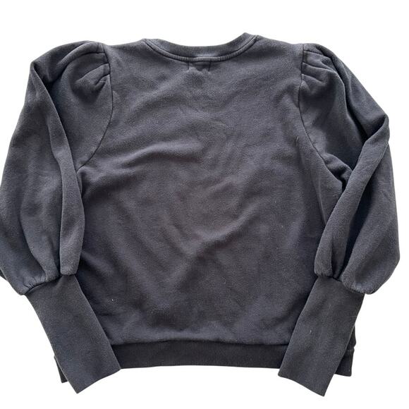Nation ltd Gisela Sweatshirt Black Size Medium Crewneck Puff Shoulder - Picture 7 of 9
